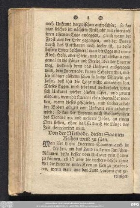 Von der Methode, diesen Samen Reihen weise zu säen.