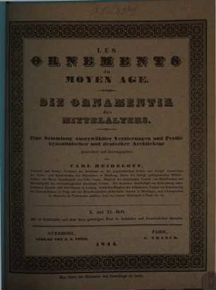 Les ornements du moyen age : eine Sammlung auserwählter Verzierungen und Profile byzantinischer und deutscher Architektur, 10