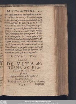 Caput Ultimum. De Vita A Aeterna Ac Beatitudine Impiorum.