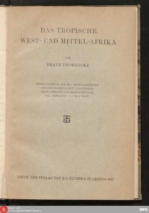 Das tropische West- und Mittel-Afrika