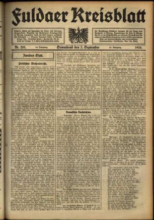 Zweite Ausgabe vom Samstag, den 03. September 1910.