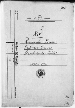 Romanisches Seminar; Englisches Seminar; Stavistisches Institut