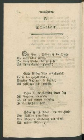 IV. Schönheit.