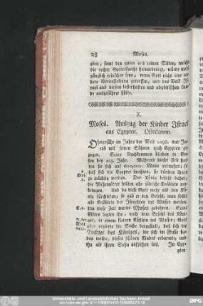 X. Moses. Auszug der Kinder Israel aus Egypten. Osterlamm.