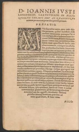 D. Ioannis Iusti ... In Alloquiorum Christi Iesu ... primi libri, partem primam. Praefatio.