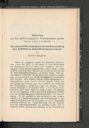 Mitteilung aus der agrikult.-chemisch. Versuchsstation Berlin.