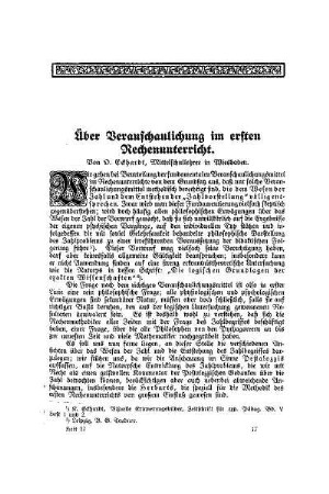 Über Veranschaulichung im ersten Rechenunterricht