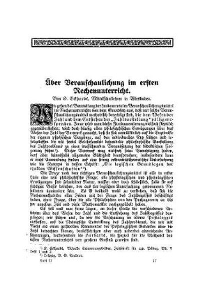 Über Veranschaulichung im ersten Rechenunterricht