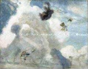 Fliegeroffizier Gilbert Stuart Insall V.C. MC. (1894-1972) in einer "Vickers" der Royal Airforce jagt einen deutschen "Albatros" am 7. November 1915 bei Achiet an der Westfront