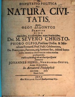 Disp. polit. de natura civitatis