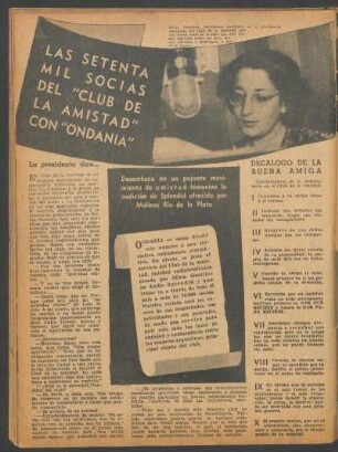 Las setenta mil socias del "Club de la Amistad" con "Ondania"
