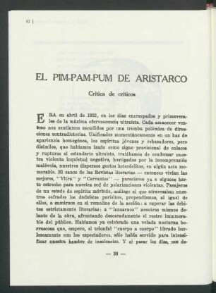 El pim-pam-pum de Aristarco : Crítica de críticos.