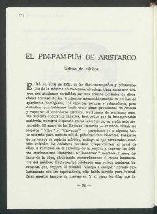 El pim-pam-pum de Aristarco : Crítica de críticos.