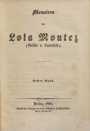 Memoiren der Lola Montez (Gräfin v. Landsfeld), 1