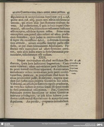 §. XXIII. Nec de usu earundem in Comitivis Comitum Palatinorum