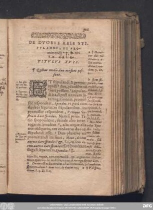 De Duobus Reis Stipulandi, Et Promittendi. Titulus XVII.
