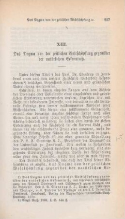 237-246 Das Dogma von der zeitlichen Weltschöpfung gegenüber der natürlichen Erkenntniß