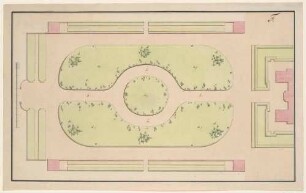 Entwurf für den Platz vor dem Palais im Großen Garten, Grundriss mit Rondell, dazugehöriges Schaubild C 4297