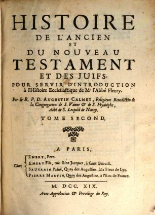 Histoire De L'Ancien Et Du Nouveau Testament Et Des Juifs : Pour Servir D'Introduction à l'Histoire Ecclesiastique de Mr l'Abbé Fleury, 2