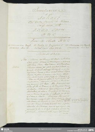 Anno Santo del MDC [Chronik des Jahres 1600]
