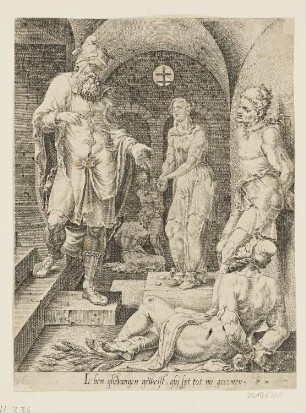 Besuch der Gefangenen, Blatt 7 der Folge "Jüngstes Gericht und die sechs Werke der Barmherzigkeit"