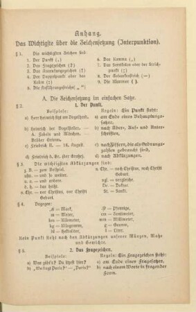 Anhang. Das Wichtigste über die Zeichensetzung (Interpunktion)