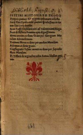 Iustini Historia Ex Trogo Pompeio : quatuor et triginta epithomatis collecta