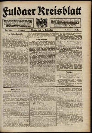 Ausgabe vom Montag, den 09. Dezember 1912.