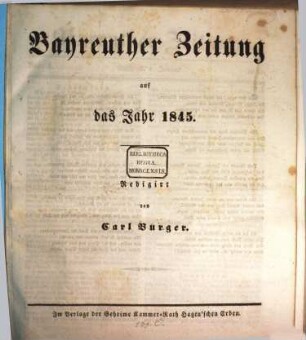 Bayreuther Zeitung. 1845, 1845