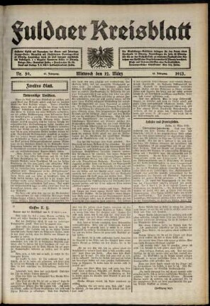 Zweite Ausgabe vom Mittwoch, den 12. März 1913.