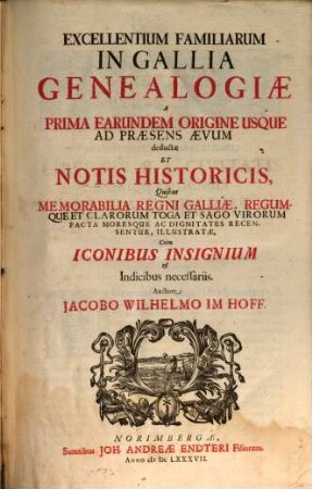 Excellentium familiarum in Gallia genealogiae