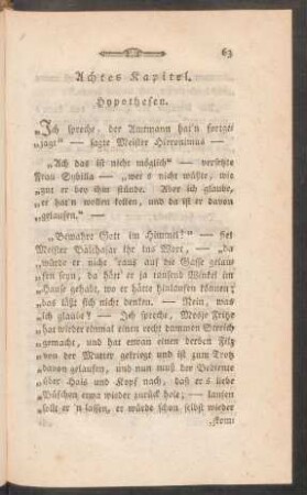 Achtes Kapitel. Hypothesen.