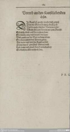 Vorred an den kunstliebenden Leser.