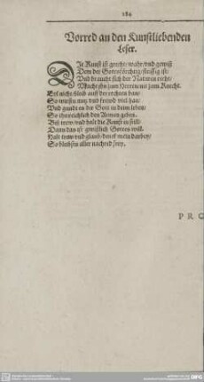 Vorred an den kunstliebenden Leser.