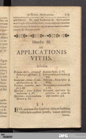 Membr. III. De Applicationis Vitiis