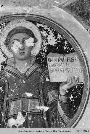 Die Fresken der ehemaligen Cappella del Campanile : Bogenlaibung: Christus mit den Heiligen Katharina von Alexandrien und Laurentius