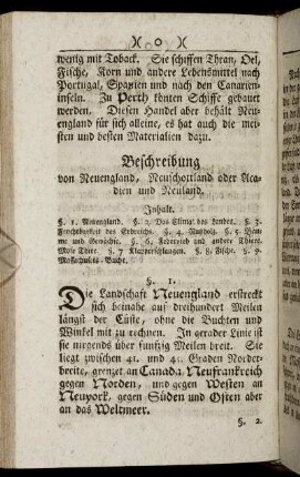 Beschreibung von Neuengland, Neuschottland oder Acadien und Neuland.