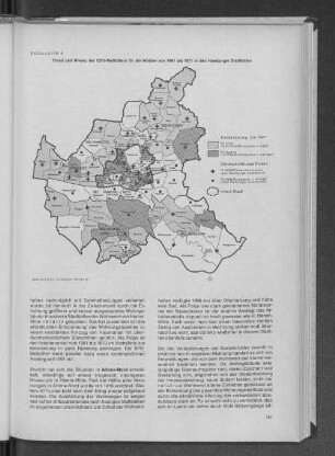 Schaubild 4: Trend und Niveau der CDU-Meßziffern für die Wahlen von 1961 bis 1971 in den Hambruger Stadtteilen