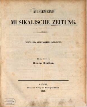 Allgemeine musikalische Zeitung. 49, 49. 1847