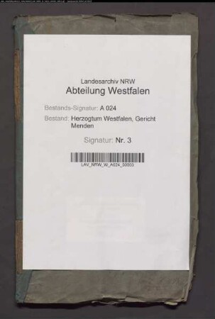 Protokolle des kurfürstlichen weltlichen Gerichts Menden