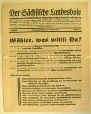 Mitteilungsblatt der DDP Sachsen zur Landtagswahl