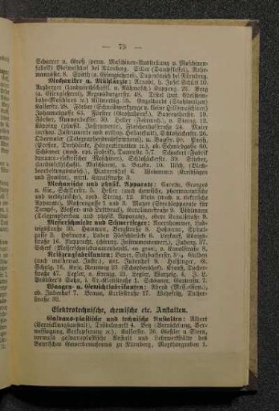 Elektrotechnische, chemische etc. Anstalten.