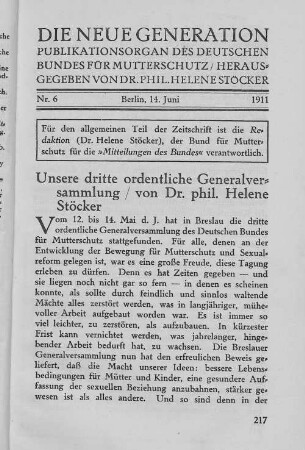 Unsere dritte ordentliche Generalversammlung