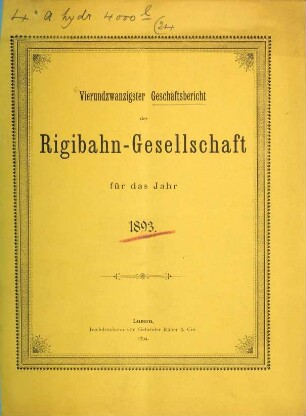 Geschäftsbericht der Rigibahn-Gesellschaft für das Jahr .... 24. 1893 (1894)