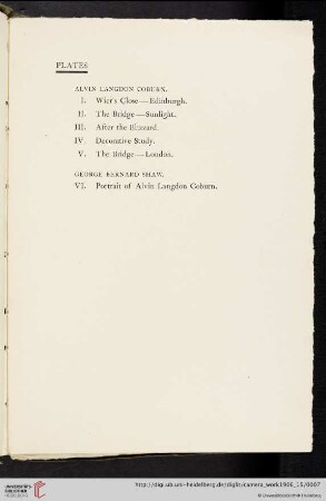 Alvin Langdon Coburn, George Bernard Shaw [list of plates]