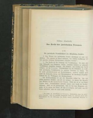 Dritter Abschnitt. Das Recht der juristischen Personen