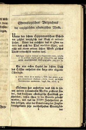 Chronologisches Verzeichnis der vorzüglichsten osteologischen Werke.
