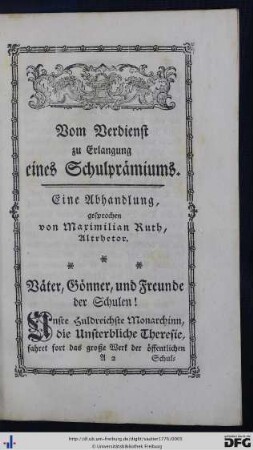 Vom Verdienst zu Erlangung eines Schulprämiums.