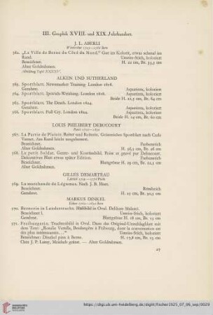 III. Graphik XVIII. und XIX. Jahrhundert (Nr. 562 - 587)