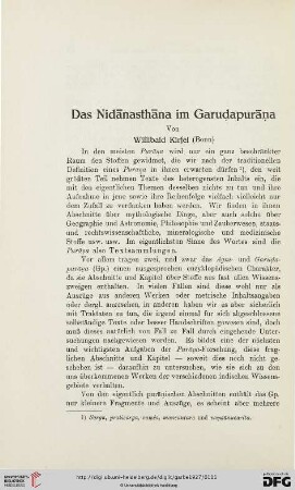 Willibald Kirfel (Bonn), Das Nidānasthāna im Garuḍapurāṇa